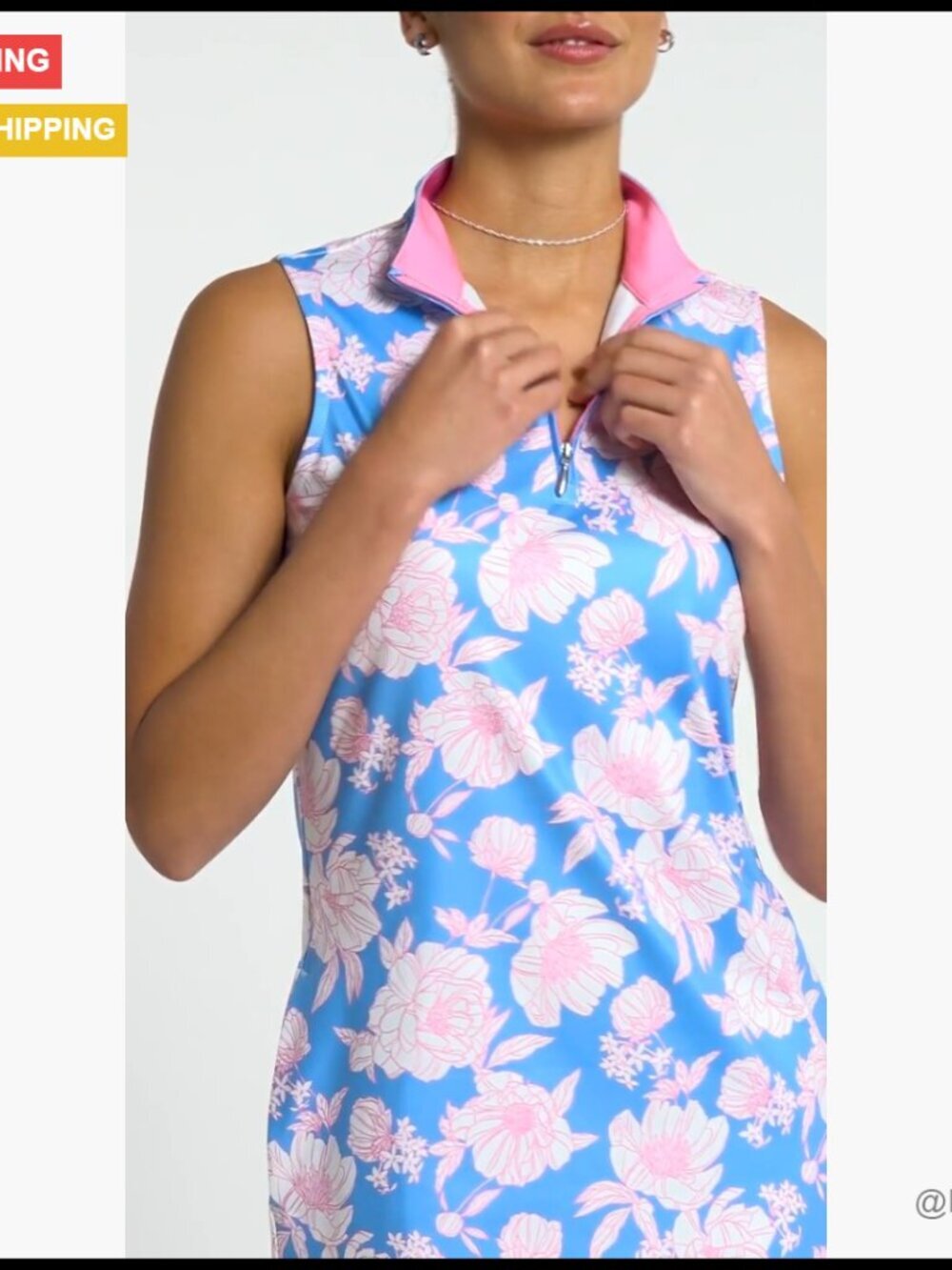 Quarter Zip Sleeveless Athletic Dress, Polyester Spandex Blend, Tennis Golf - Picture 7 of 7